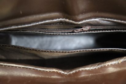 LANCEL. Sac bandoulière en lézard marron,...