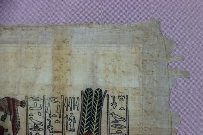 EGYPTE. Peinture sur papyrus. Signé en bas...