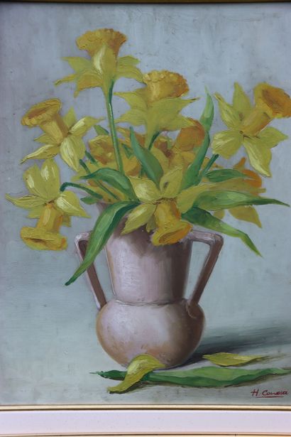 H. CONESA ? Nature morte. Huile sur panneau....
