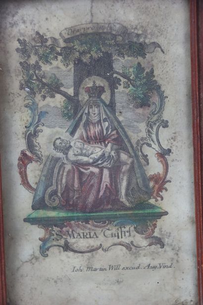 Réunion de trois gravures religieuses du...