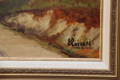 Lucien QUENARD. Retour du berger, huile sur...