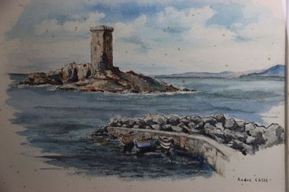 École du XXème. Aquarelle. 
