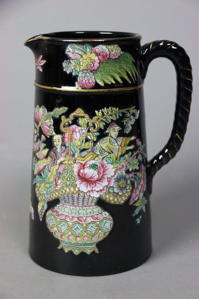 CHINA. Jug decorated with man and dragon...