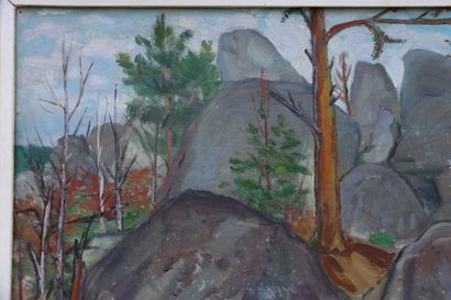 Madeleine MASSONNEAU (XX).Rochers en forêt...