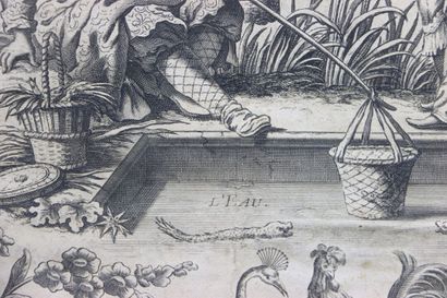 École du XVIIIe siècle. Gravure a décor de...
