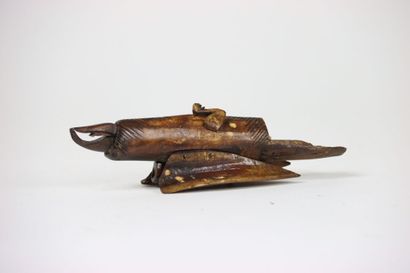 AMERIQUE DU NORD. Sculpture en bois représentant...