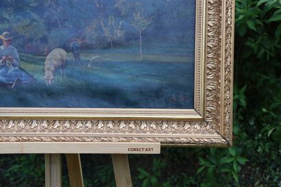 Ecole du XIXème siècle, Paysage animé, huile...
