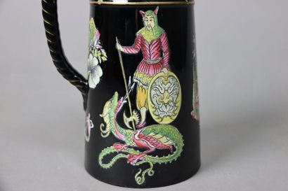 CHINA. Jug decorated with man and dragon...