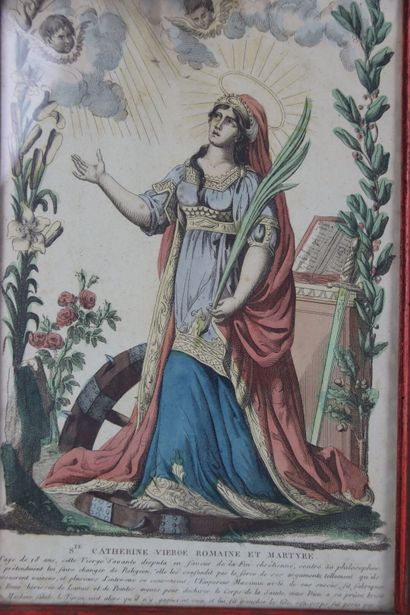 Réunion de trois gravures religieuses du...