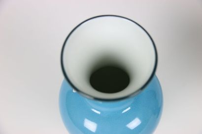 Paire de vase balustres en porcelaine bleu...