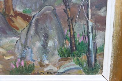 Madeleine MASSONNEAU (XX).Rochers en forêt...