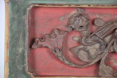 ASIE (CHINE) : Panneau rectangulaire en bois...