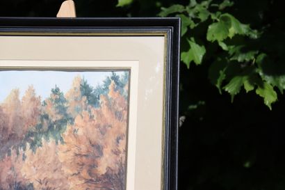 CARLIER. Paysage, aquarelle sur papier, Signé...