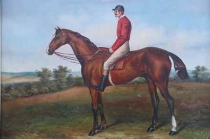 École du XXe siècle. Cavalier. Huile sur...