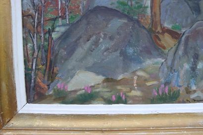 Madeleine MASSONNEAU (XX).Rochers en forêt...