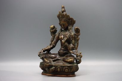 ASIA (TIBET) : Statuette representing green...
