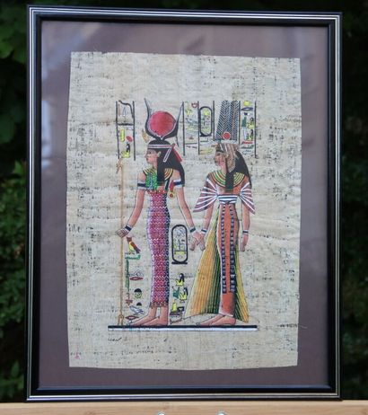 EGYPT. Oil on Papyrus. Signed on the bottom...