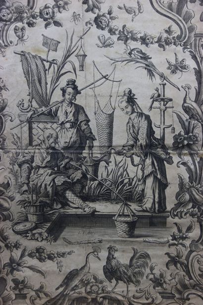 École du XVIIIe siècle. Gravure a décor de...