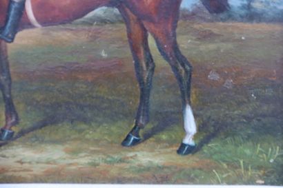 École du XXe siècle. Cavalier. Huile sur...
