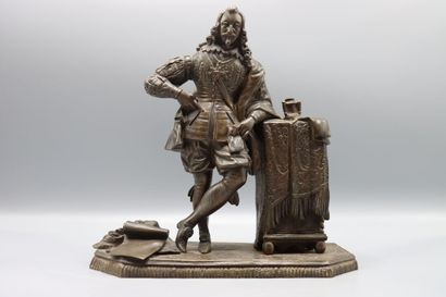 Sculpture in patinated bronze representing...