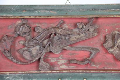 ASIE (CHINE) : Panneau rectangulaire en bois...