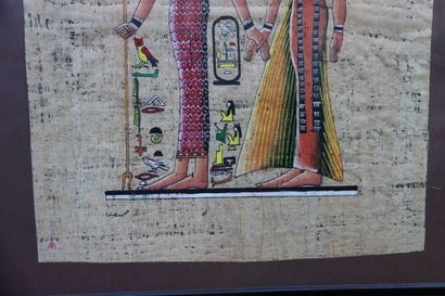 EGYPT. Oil on Papyrus. Signed on the bottom...
