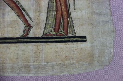 EGYPTE. Peinture sur papyrus. Signé en bas...