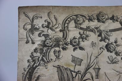 École du XVIIIe siècle. Gravure a décor de...