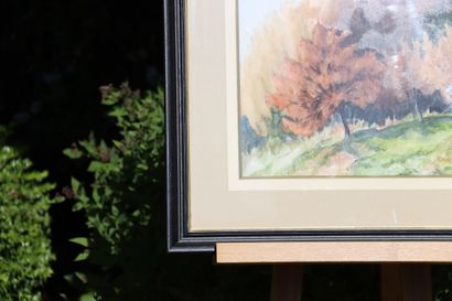 CARLIER. Paysage, aquarelle sur papier, Signé...