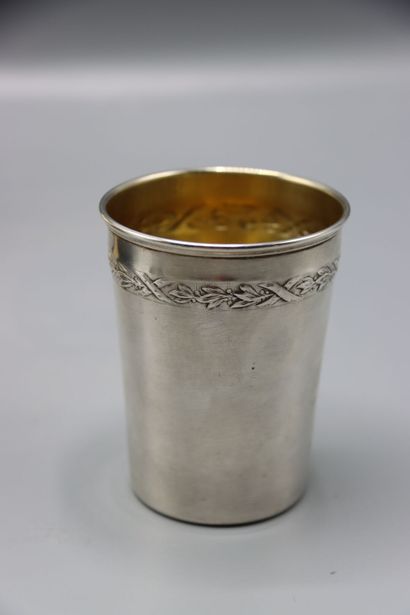 Timbale et rond de serviette en Argent Massif...