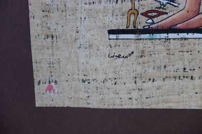 EGYPT. Oil on Papyrus. Signed on the bottom...