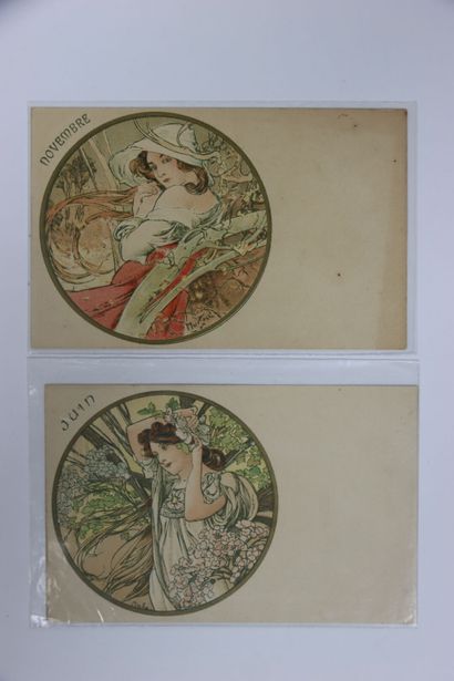 MUCHA Alphonse (1860-1939). 15 cartes postales...