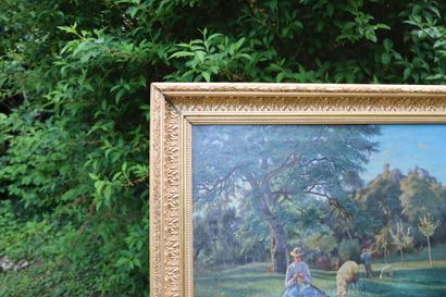 Ecole du XIXème siècle, Paysage animé, huile...