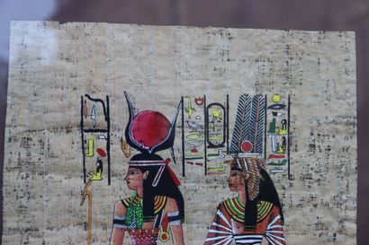 EGYPT. Oil on Papyrus. Signed on the bottom...