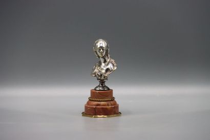 Buste de Marie-Antoinette en bronze argenté...