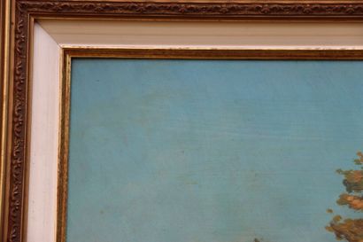 Lucien QUENARD. Retour du berger, huile sur...