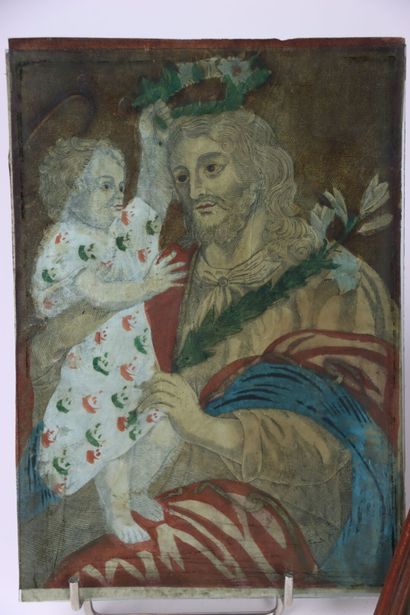 Réunion de trois gravures religieuses du...