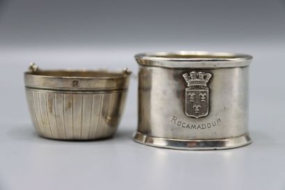 2 silver cutlery for children in a case,...