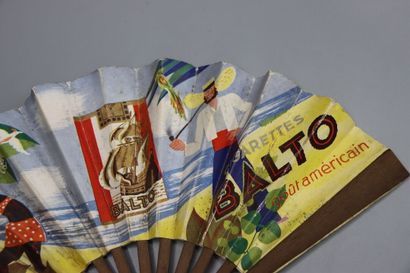 Small advertising fan highlighting BALTO...