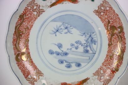 JAPAN. Set of three IMARI porcelain plates....
