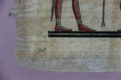 EGYPTE. Peinture sur papyrus. Signé en bas...