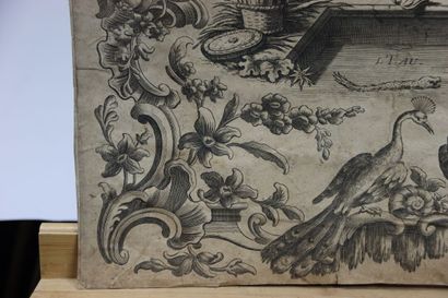 École du XVIIIe siècle. Gravure a décor de...