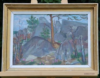 Madeleine MASSONNEAU (XX).Rochers en forêt...