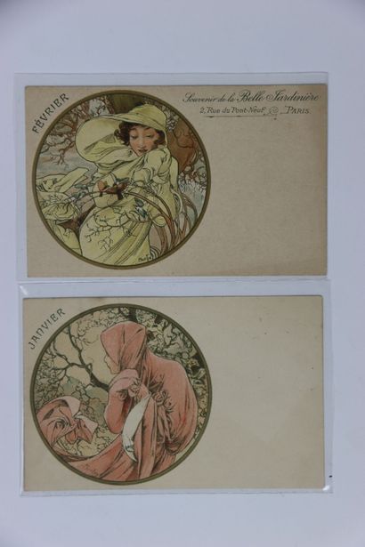 MUCHA Alphonse (1860-1939). 15 cartes postales...