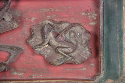 ASIE (CHINE) : Panneau rectangulaire en bois...