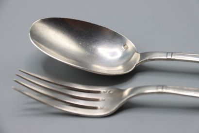 2 silver cutlery for children in a case,...