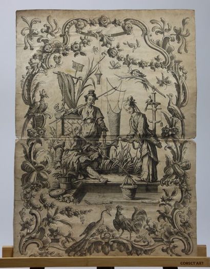 École du XVIIIe siècle. Gravure a décor de...