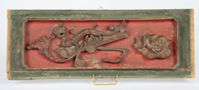 ASIE (CHINE) : Panneau rectangulaire en bois...