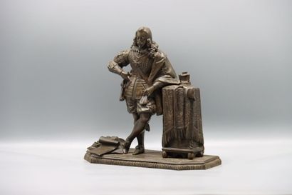 Sculpture in patinated bronze representing...