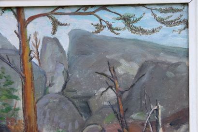 Madeleine MASSONNEAU (XX).Rochers en forêt...